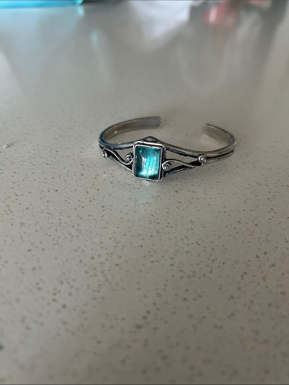 Silver and aqua blue crystal Bracelet Like New